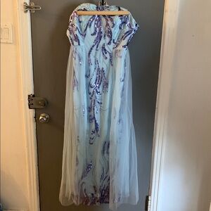 Wedding guest evening prom strapless maxi fairy princess sweetheart sequin dress